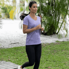 Real Essentials 5 Pack: Women's Short Sleeve V-Neck Activewear T-Shirt Dry-Fit Wicking Yoga Top (Available in Plus)