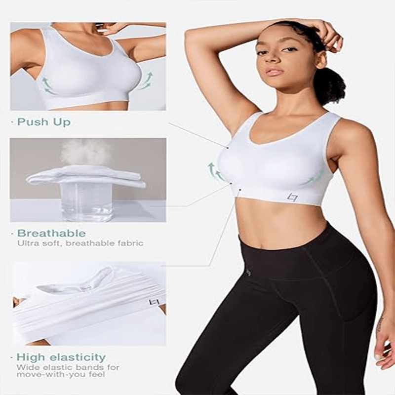FITTIN Racerback Sports Bras for Women - Padded Seamless High Impact Support for Yoga Gym Workout Fitness
