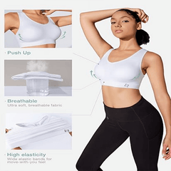 FITTIN Racerback Sports Bras for Women - Padded Seamless High Impact Support for Yoga Gym Workout Fitness